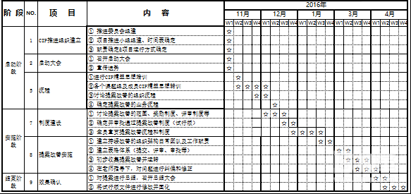 CIP項目推行計劃表